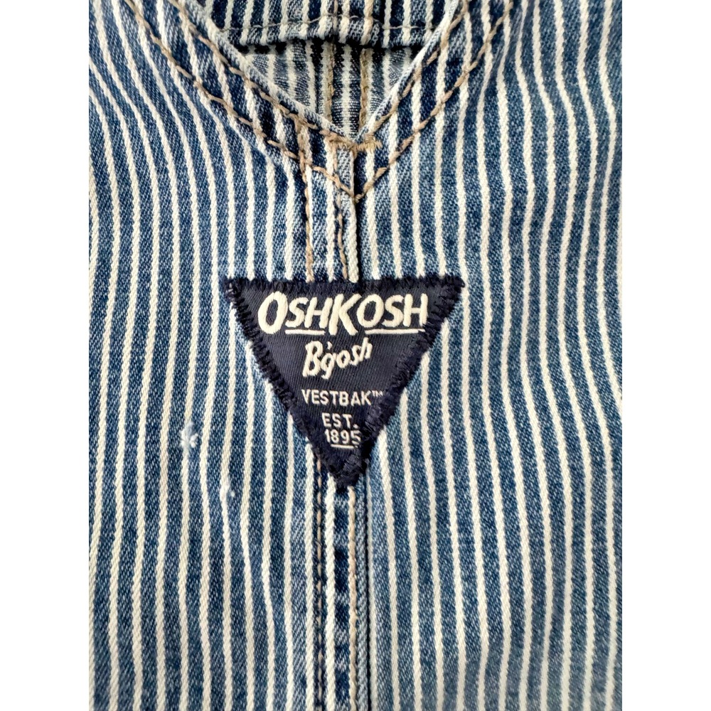 Vintage OshKosh B'Gosh Vestbak Hickory Stripe Overalls 4T Railroad Denim - Picture 4 of 13